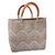 Leather accented plastic tote, 'Golden Zigzags' - White and Gold-Tone Leather Accented Plastic Tote (image 2b) thumbail