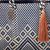 Leather accent handwoven tote, 'Vanilla Geometry' - Vanilla and Navy Leather Accent Handwoven Tote from Mexico (image 2c) thumbail
