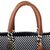 Leather accent handwoven tote, 'Vanilla Geometry' - Vanilla and Navy Leather Accent Handwoven Tote from Mexico (image 2d) thumbail