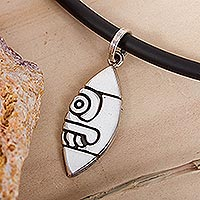 Men's sterling silver pendant necklace, 'Ancient Flint' - Pre-Hispanic Sterling Silver Pendant Necklace from Mexico