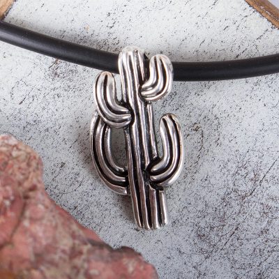 Mens sterling silver pendant necklace, The Cactus