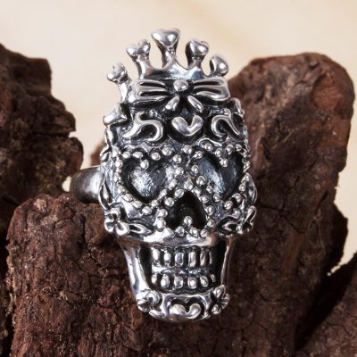 Sterling silver cocktail ring, Calavera Garbancera