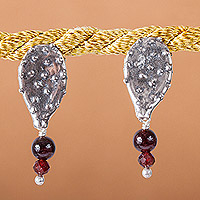 Agate dangle earrings, 'Sweet Prickly Pears' - Prickly Pear-Themed Agate Dangle Earrings