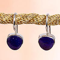 Lapis lazuli drop earrings, 'Gleaming Gems' - Taxco Lapis Lazuli Drop Earrings from Mexico