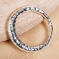 Sterling silver band ring, 'Ring of Freedom' - Hammered Taxco Sterling Silver Band Ring from Mexico