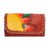 Leather coin purse, 'Burnt Orange Bouquet' - Floral Leather Coin Purse in Burnt Orange from Mexico thumbail