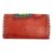 Leather coin purse, 'Burnt Orange Bouquet' - Floral Leather Coin Purse in Burnt Orange from Mexico (image 2c) thumbail