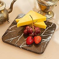 Marble cheese board, 'Plateau in Black' - Square Black Marble Cheese or Chopping Board