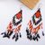 Glass beaded waterfall earrings, 'Bright Jikuri Deer' - Huichol Beadwork Long White Deer & Bright Jikuri Earrings thumbail