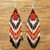 Glass beaded waterfall earrings, 'Bright Jikuri Deer' - Huichol Beadwork Long White Deer & Bright Jikuri Earrings (image 2b) thumbail