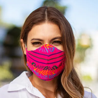 Embroidered face masks, Fuchsia Fiesta (pair)