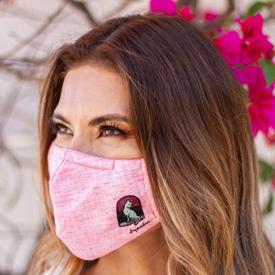 Cotton face mask, Pink Chambray Cat