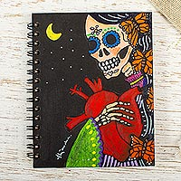 Art print mini journal, 'La Catrina' - Unlined Catrina Skeleton Art Print Mini Journal