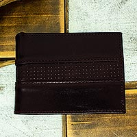 Leather bifold wallet, 'Off Road in Brown' - Hand Crafted Brown Leather Wallet for Men