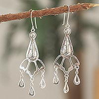 Sterling silver chandelier earrings, 'Constancy' - Artisan Crafted Sterling Silver Chandelier Earrings