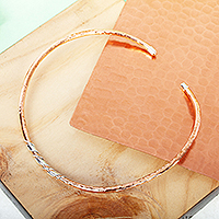 Copper and sterling silver collar necklace, 'Taxco Mix' - Hammered Copper and Sterling Silver Collar Necklace