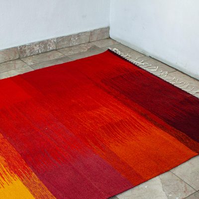 Wool area rug, 'Sunset Glow' (4x7.5) - Hand Loomed Sunset Colors Area Rug (4x7.5)