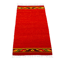 Zapotec wool area rug, 'Red Diamonds' (2.5x5) - Zapotec Hand Crafted Red Wool Area Rug (2.5x5)