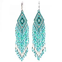 Featured review for Glass beaded waterfall earrings, Aqua Cascade