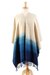 Wool poncho, 'Ombre Blues' - Handwoven Navy to Ombre Wool Poncho from Mexico thumbail