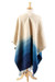 Wool poncho, 'Ombre Blues' - Handwoven Navy to Ombre Wool Poncho from Mexico (image 2b) thumbail