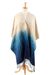 Unisex wool ruana, 'Indigo Ombré' - Indigo and Ivory Unisex Ruana (image 2a) thumbail