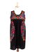 Cotton dress, 'Midnight Oaxaca Blossoms' - Colorful Hand Embroidered Black Cotton Oaxaca Style Dress (image 2a) thumbail