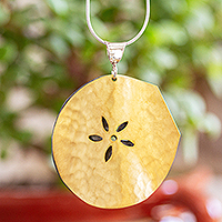 Gold plated pendant necklace, 'Precious Sand Dollar' - Gold Plated Sterling Silver Sand Dollar Pendant Necklace