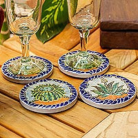 Ceramic coasters, 'Desert Vista' (set of 4) - Hand Painted Ceramic Coasters (Set of 4)