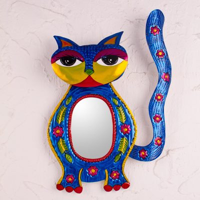 Tin wall mirror, Kitty Cat Looking Glass