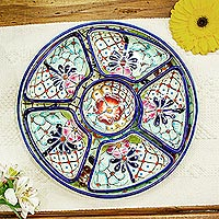 Ceramic appetizer platter, 'Colors of Mexico' - Multi-Piece Ceramic Appetizer Platter
