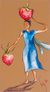 'Woman with Strawberries' - Expressive Watercolor Painting of Woman thumbail
