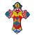 Ceramic wall cross, 'Floral Prayer' - Hand-Painted Talavera-Style Cross from Mexico thumbail
