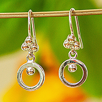Silver dangle earrings, 'Silver Grains' - Taxco Fine Silver Modern Dangle Earrings from Mexico
