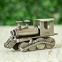 Upcycled auto part sculpture, 'Rustic Train Locomotive' - Recycled Auto Part Train Locomotive Sculpture from Mexico