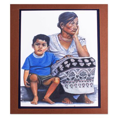 Giclee print, 'Que Sera' - Giclee Print of a Woman and Child Waiting from Mexico