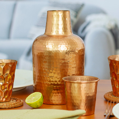 Copper carafe set, Purépecha Pride