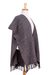 Cotton ruana, 'Sierra de las Navajas' - Black and White Cotton Ruana (image 2b) thumbail