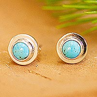 Turquoise stud earrings, 'Pride of Taxco' - Natural Turquoise Stud Earrings