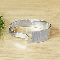 Sterling silver bangle bracelet, 'High Fidelity' - Modern Sterling Silver Bangle Bracelet