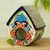 Ceramic bird feeder, 'Talavera Style Cottage' - House Shaped Talavera Ceramic Bird Feeder from Mexico thumbail