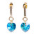 Swarovski crystal dangle earrings, 'Marine Hearts' - Swarovski Crystal Gold Plated Teal Heart Earrings (image 2a) thumbail