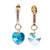 Swarovski crystal dangle earrings, 'Marine Hearts' - Swarovski Crystal Gold Plated Teal Heart Earrings (image 2b) thumbail