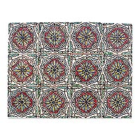 Decorative ceramic tiles, 'Puebla Mandala' (set of 12) - Multicolored Ceramic Decorative Tiles (Set of 12)