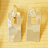 Sterling silver dangle earrings, 'Radiant Reflection' - Hammered Sterling Dangle Earrings