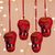 Felt ornaments, 'Grinning Skulls in Red' (set of 4) - Handmade Felt Skull Ornaments (Set of 4) thumbail