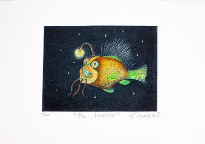 Aquatint print, Lantern Fish