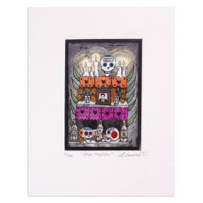 Aquatint print, 'Tequila Altar' - Day of the Dead Themed Print