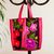 Leather and cotton blend handbag, 'Magenta Garden' - Handmade Magenta Floral Handbag thumbail