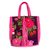 Leather and cotton blend handbag, 'Magenta Garden' - Handmade Magenta Floral Handbag (image 2b) thumbail